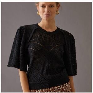 Bishop + Young Evo Pointelle Knit Sweater – NWT – Blue, 100% Cotton Boho